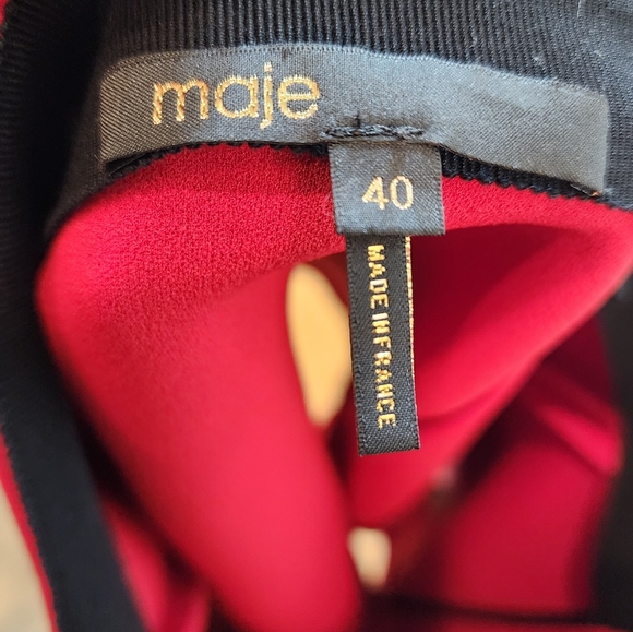 Maje Snap Asymmetrical Button Red Justine Mini Skirt Size 40 Size 8 - Picture 2 of 16